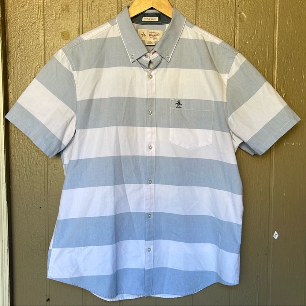 Original Penguin Blue and White Casual Button Down Shirt